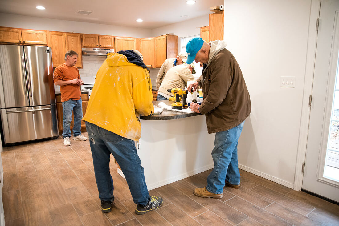 Volunteers building a Habitat for Humanity home in Ponca City, Oklahoma